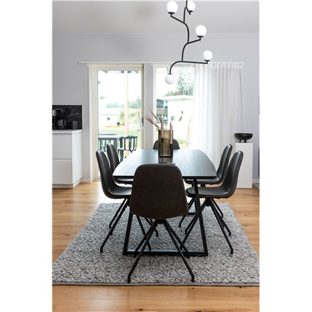 Inca Extentiontable - Black top / black Legs, Polar Dining Chair with Spin function - black Legs - Black PU - Black Stitches_6