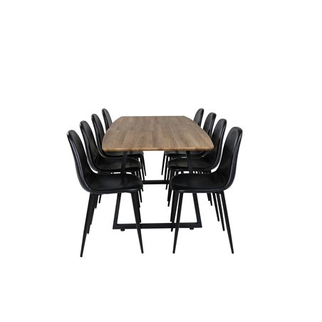 Inca Dining Table - 160/200*85*H75 - Oak / Black, Polar Dining Chair - Black / Black_8