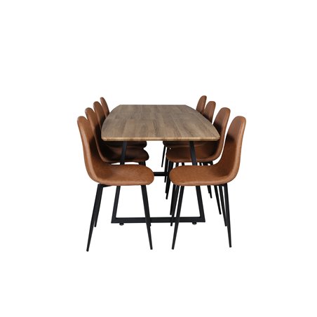 Inca Dining Table - 160/200*85*H75 - Oak / Black, Polar Dining Chair - Brown / Black _8