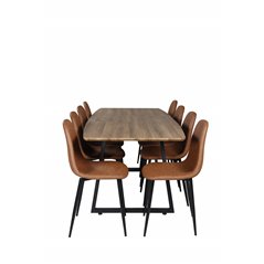 Inca Dining Table - 160/200*85*H75 - Oak / Black, Polar Dining Chair - Brown / Black _8