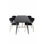 Gold Extention table - 180/220*85*H76 Black Veneer - Black legs - Brass details, Arrow armchair - Brass Legs - Black Velvet_4