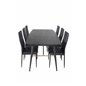 Gold Extention table - 180/220*85*H76 Black Veneer - Black legs - Brass details, Slim High Back Dining Chair - Black Legs - Blac