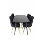 Gold Extention table - 180/220*85*H76 Black Veneer - Black legs - Brass details, Velvet Deluxe Dining Chair - Black / Brass_6