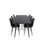 Gold Extention table - 180/220*85*H76 Black Veneer - Black legs - Brass details, Polar Dining Chair - Black / Black_6