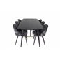 Gold Extention table - 180/220*85*H76 Black Veneer - Black legs - Brass details, Velvet Dining Chair - Black Flower fabric_6