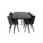 Gold Extention table - 180/220*85*H76 Black Veneer - Black legs - Brass details, Velvet Dining Chair - Green / Black_6