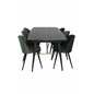 Gold Extention table - 180/220*85*H76 Black Veneer - Black legs - Brass details, Velvet Dining Chair - Green / Black_6