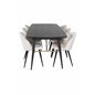 Gold Extention table - 180/220*85*H76 Black Veneer - Black legs - Brass details, Velvet Dining Chair - Beige / Black_6