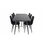 Gold Extention table - 180/220*85*H76 Black Veneer - Black legs - Brass details, Polar Diamond Dining Chair - Black Legs - Black