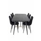 Gold Extention table - 180/220*85*H76 Black Veneer - Black legs - Brass details, Polar Diamond Dining Chair - Black Legs - Black