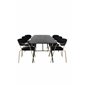 Gold Extention table - 180/220*85*H76 Black Veneer - Black legs - Brass details, Arrow armchair - Brass Legs - Black Velvet_6