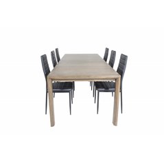Slider Extention Table - Smoked Oak - 170, 40, 40cm , Slim High Back Dining Chair - Black Legs - Black PU_6