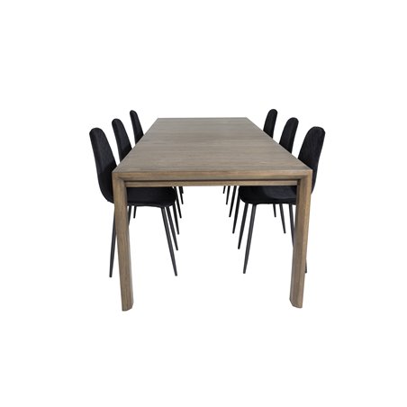 Slider Extention Table - Smoked Oak - 170, 40, 40cm , Polar Diamond Dining Chair - Black Legs - Black Velvet_6