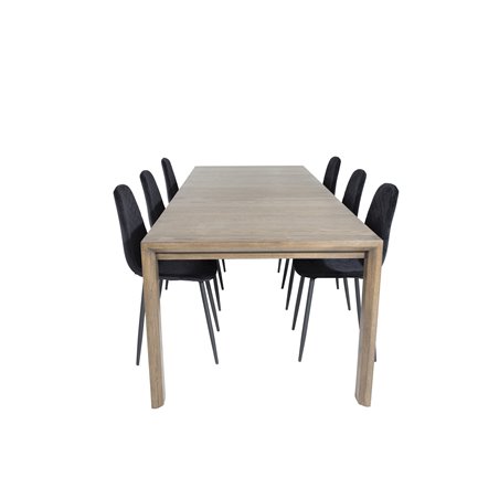 Slider Extention Table - Smoked Oak - 170, 40, 40cm , Polar Diamond Dining Chair - Black Legs - Black Velvet_6