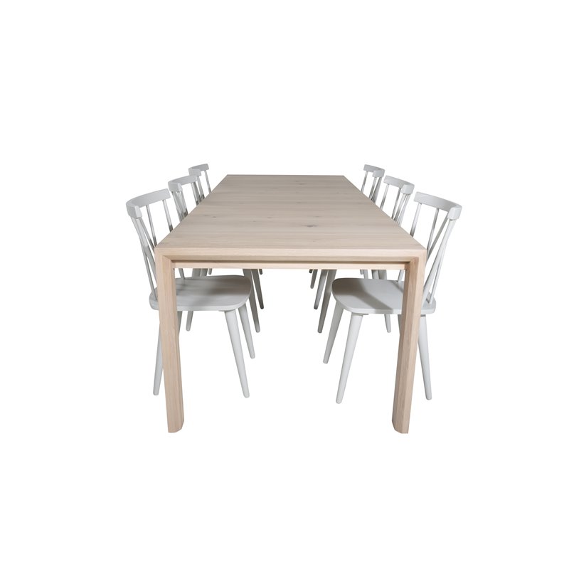 Slider Extention Table - White Wash - 170, 40, 40cm , Mariannelund Windsor Chair - Grey_6