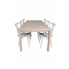 Slider Extention Table - White Wash - 170, 40, 40cm , Mariannelund Windsor Chair - Grey_6