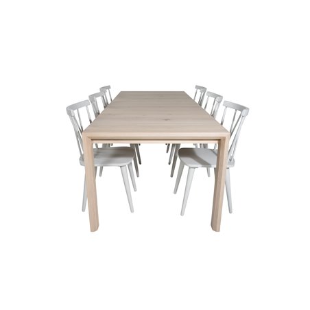 Slider Extention Table - White Wash - 170, 40, 40cm , Mariannelund Windsor Chair - Grey_6