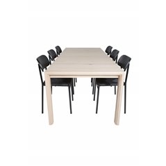 Slider Extention Table - White Wash - 170, 40, 40cm , Polly Dining Chair - Black / Black_6