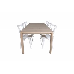 Slider Extention Table - White Wash - 170, 40, 40cm , Mariannelund Windsor Chair - White_6