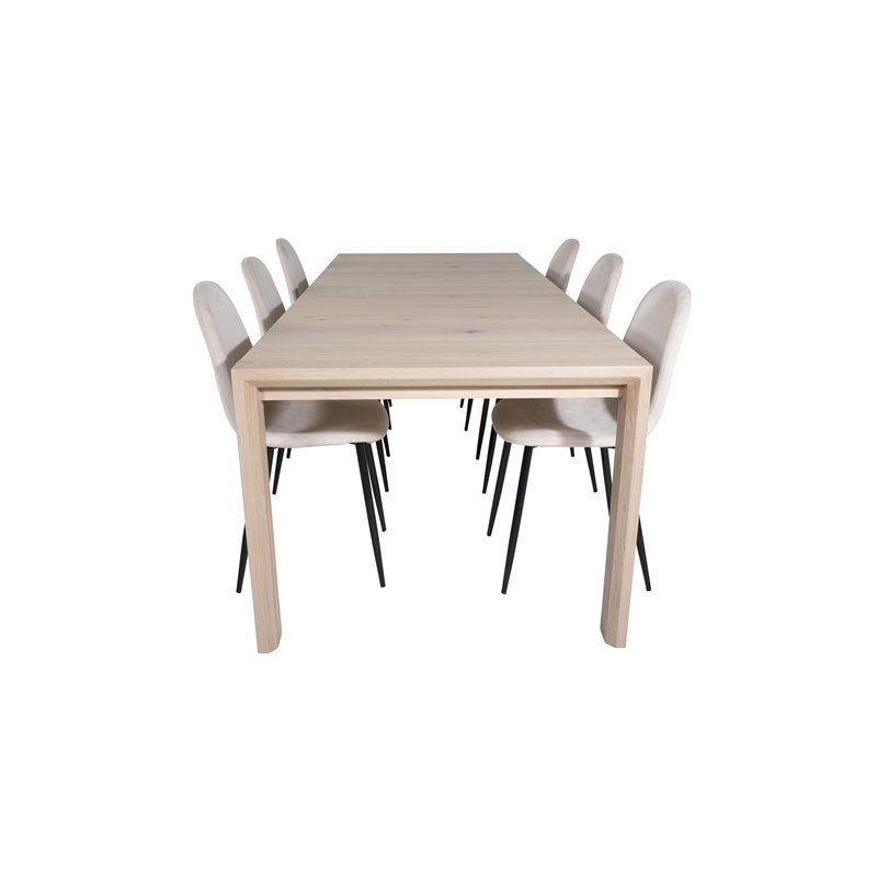 Slider Extention Table - White Wash - 170, 40, 40cm , Polar Dining Chair- Black legs / Beige Velvet (ersätter 19902-880)_6