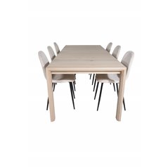 Slider Extention Table - White Wash - 170, 40, 40cm , Polar Dining Chair- Black legs / Beige Velvet (ersätter 19902-880)_6