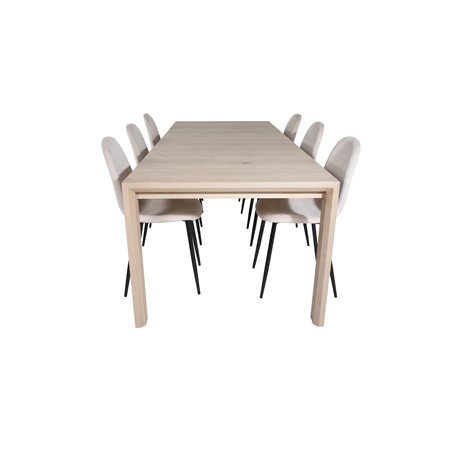 Slider Extension Table - White Wash - 170, 40, 40 cm, Polar-ruokailutuoli - Mustat jalat / Beige Velvet (korvaa 19902-880) _6