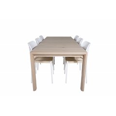 Slider Extention Table - White Wash - 170, 40, 40cm , Polly Dining Chair - Nature / White_6