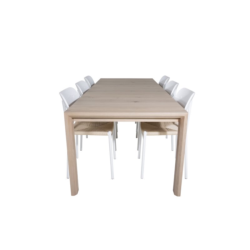 Slider Extention Table - White Wash - 170, 40, 40cm , Polly Dining Chair - Nature / White_6