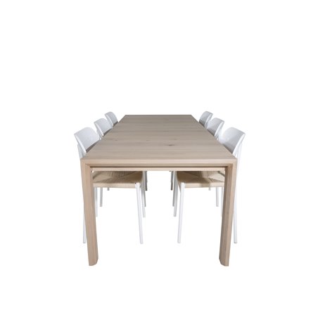 Slider Extention Table - White Wash - 170, 40, 40cm , Polly Dining Chair - Nature / White_6
