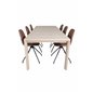 Slider Extention Table - White Wash - 170, 40, 40cm , Polar Dining Chair with Spin function - black Legs - Brown PU - White Stit