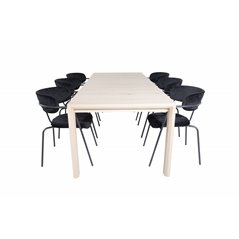 Slider Extention Table , White Wash , 170+40+40cm +Arrow armchair , Black Legs , Black Velvet_6