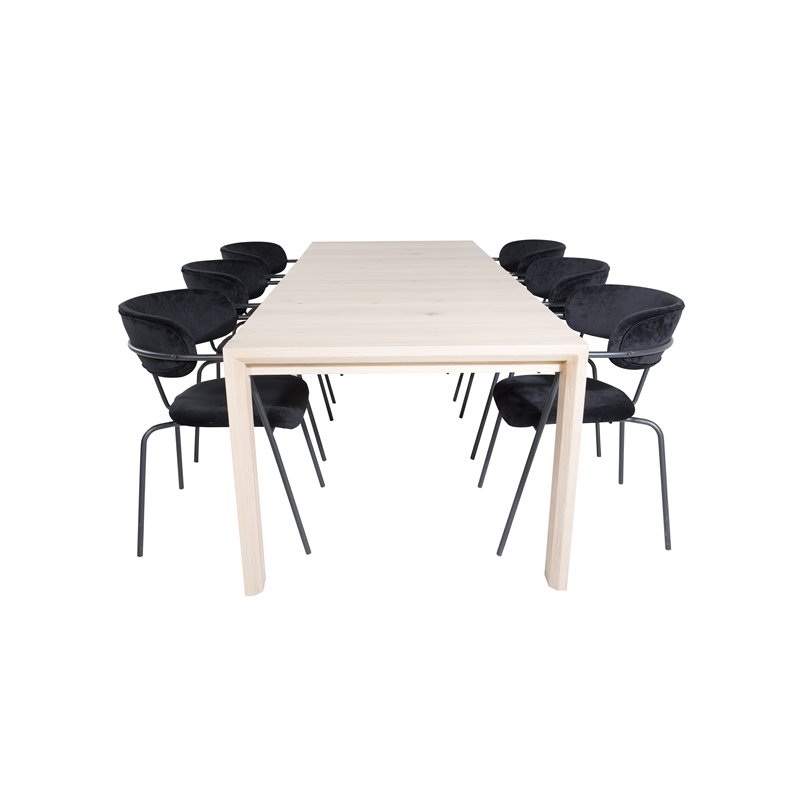 Slider Extention Table , White Wash , 170+40+40cm +Arrow armchair , Black Legs , Black Velvet_6