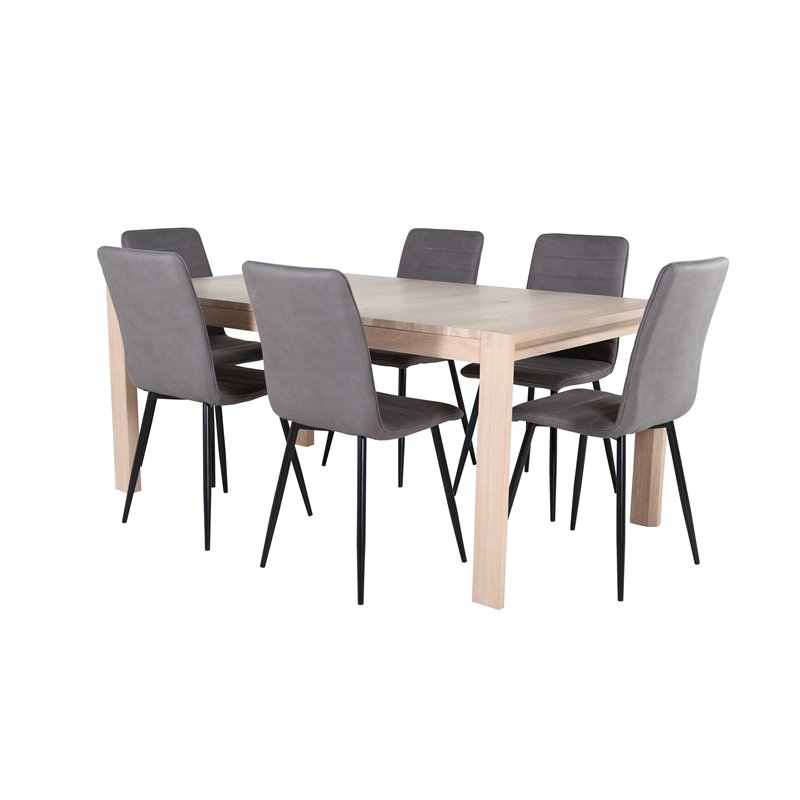 Slider Extention Table - White Wash - 170+40+40cm +Windu Lyx Chair - Black / Grey Micro Fibre_6