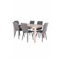 Slider Extention Table - White Wash - 170+40+40cm +Windu Lyx Chair - Black / Grey Micro Fibre_6