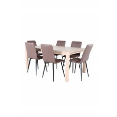 Slider Extention Table - White Wash - 170+40+40cm +Windu Lyx Chair - Black / Brown Micro Fibre_6