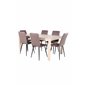 Slider Forlængerbord - White Wash - 170 + 40 + 40cm + Window Luxury Chair - Sort / Brun Micro Fiber_6