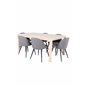 Slider Extension Table - White Wash - 170 + 40 + 40cm + Velvet Stitch es -tuoli - musta / harmaa mikrokuitu_6