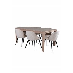 Slider Extention Table - White Wash - 170+40+40cm +Velvet Stitches Chair - Black / Beige Velvet_6