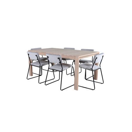 Slider Extention Table - White Wash - 170+40+40cm +Kenth Chair - Black / Light Grey Velvet_6