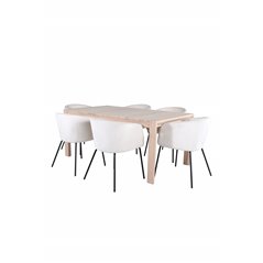 Slider jatkopöytä - Valkoinen pesu - 170 + 40 + 40 cm + Berit tuoli - musta / beige Velvet_6