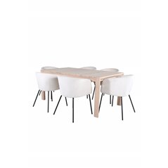 Slider Extention Table - White Wash - 170+40+40cm +Berit Chair - Black / Beige Velvet_6