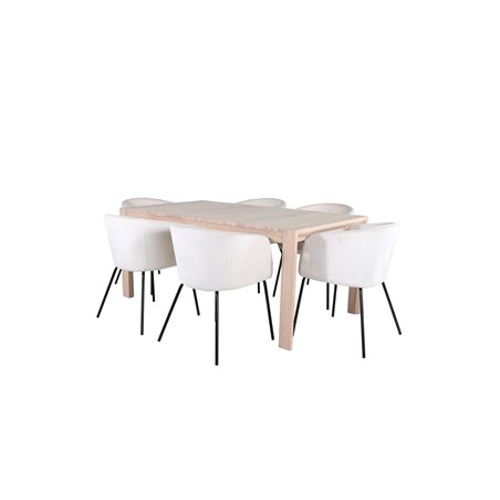 Slider forlængerbord - hvid vask - 170 + 40 + 40 cm + Berit stol - sort / beige fløjl_6