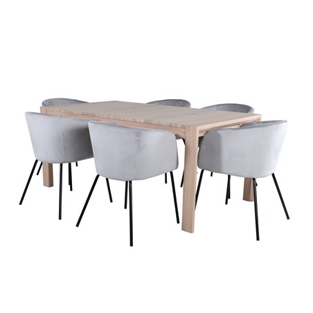 Slider forlængerbord - hvid vask - 170 + 40 + 40 cm + Berit stol - sort / lysegrå fløjl_6