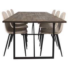 Padang Dining Table - 250*100*H76 - Dark Teak / Black, Polar Dining Chair- Black legs / Beige Velvet (ersätter 19902-880)_6