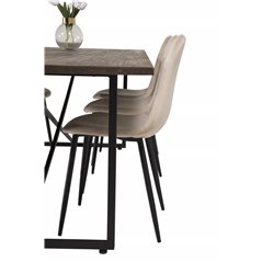 Padang Dining Table - 250*100*H76 - Dark Teak / Black, Polar Dining Chair- Black legs / Beige Velvet (ersätter 19902-880)_6