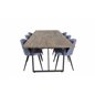 Padang Dining Table - 250*100*H76 - Dark Teak / Black, Velvet Dining Chiar - Black legs - Blue Fabric_6