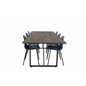 Padang Spisebord - 250 * 100 * H76 - Mørk Teak / Sort, Arctic Dining Chair - Sorte Ben - Blue Pla stic_6