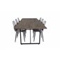 Padang Dining Table - 250*100*H76 - Dark Teak / Black, Polar Diamond Dining Chair - Black Legs - Grey Velvet_6