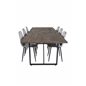 Padang Dining Table - 250*100*H76 - Dark Teak / Black, Polar Diamond Dining Chair - Black Legs - Grey Velvet_6