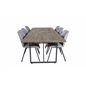 Padang Dining Table - 250*100*H76 - Dark Teak / Black, Gemma  Dining Chair - Black Legs - Grey Fabric_6